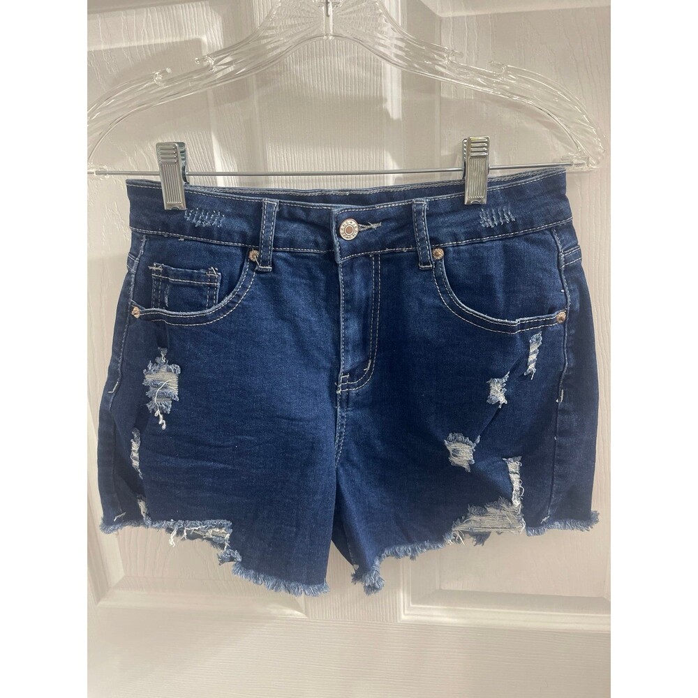luvamia High Waisted StretchyDistressed Denim Shorts Size S New With Tag